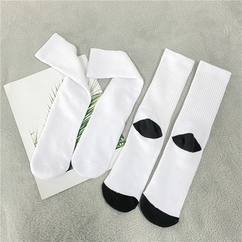 Athletic Sports Thick Cushion Terry Polyester Knee High Socks For White Sublimation Transfer