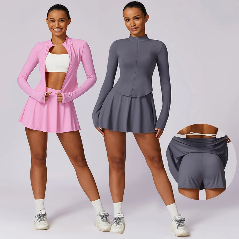 Matching tennis skirts set 2 Piece Non-detachable Mini Shorts Pleated golf Skirt With Pocket Women Courtside Sports Skirts