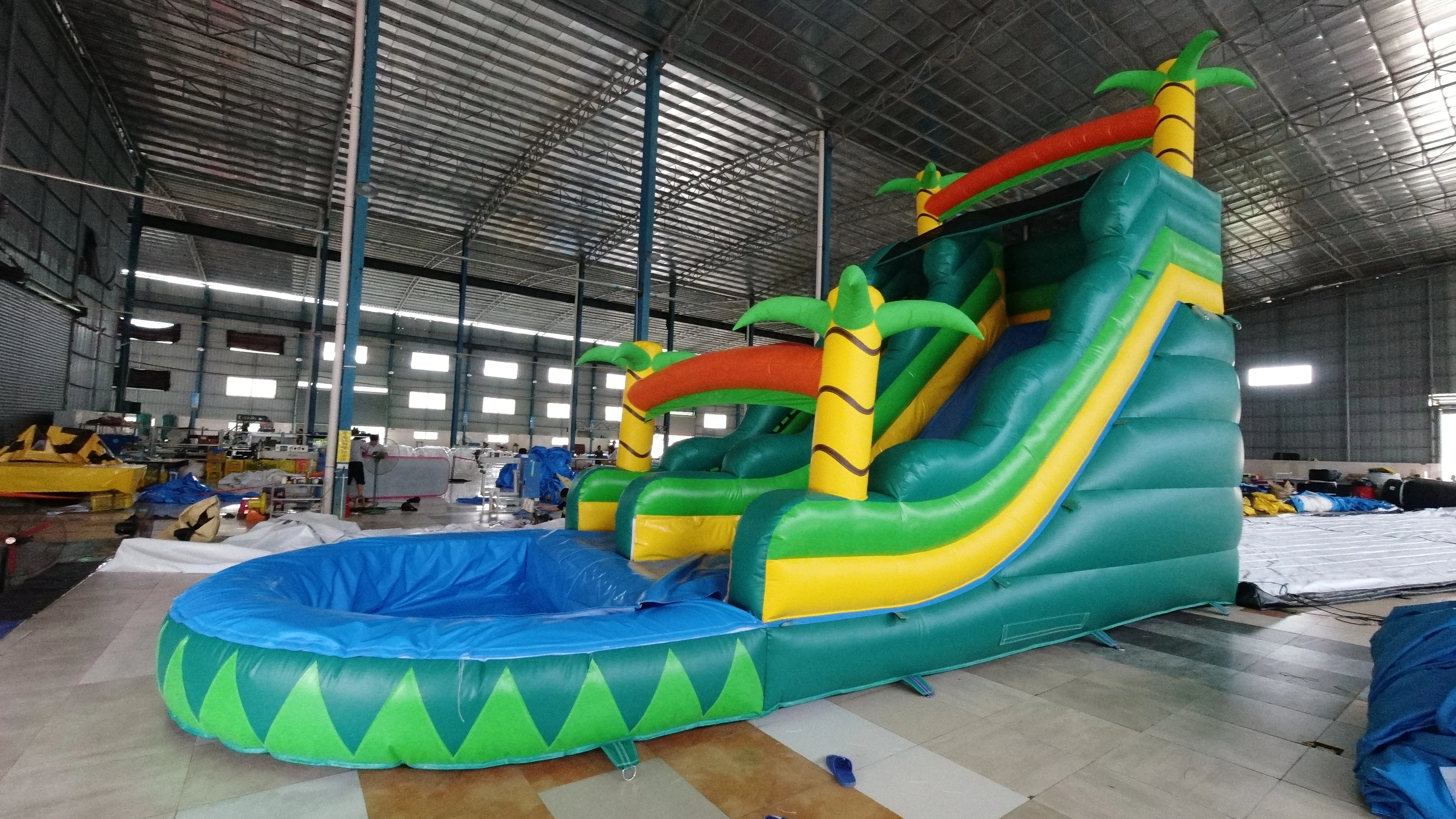 Inflatable Slide Jungle Coconut Customize Water Slide with Pool for Sale