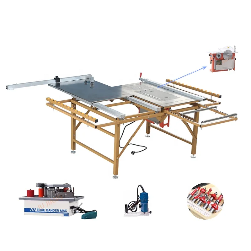 Wholesale sliding for woodking machine wood saw machine cutting machine Mini panel saw with portable folding aluminum table