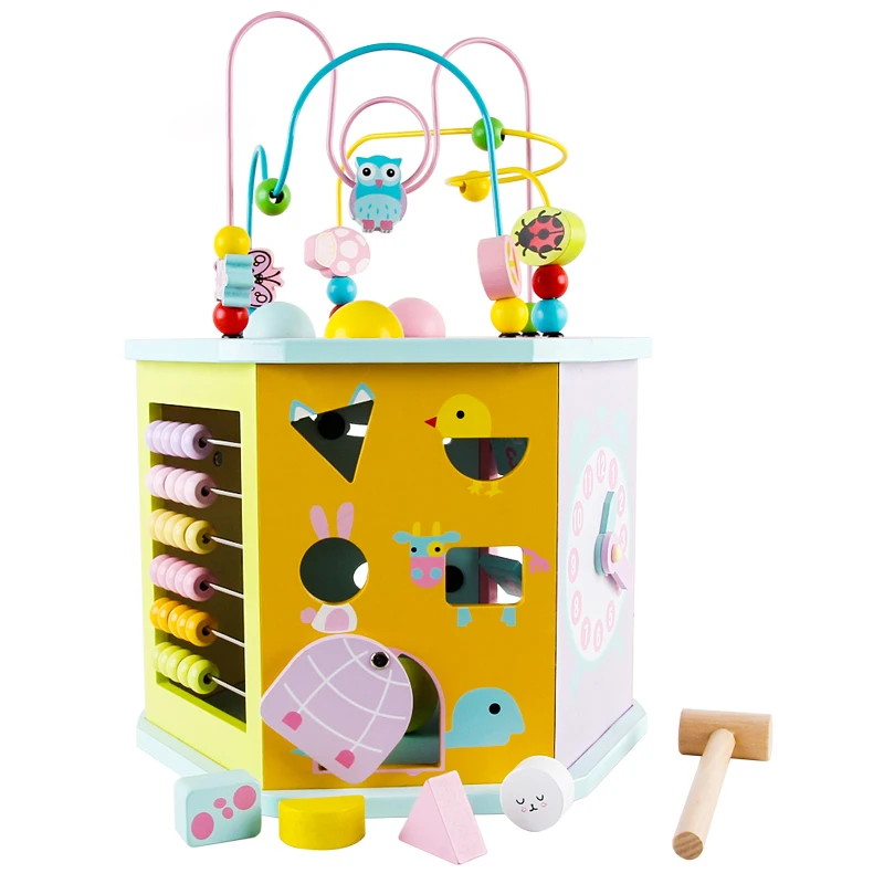 multifunctional beaded toys children montessori animal educational wooden toys