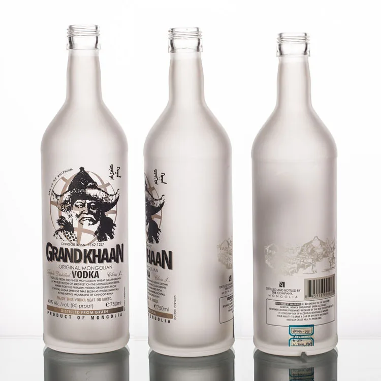 White 750ML Frosted Rum/vodka/whisky Bottle Screw Top 750 ML Glass Bottles