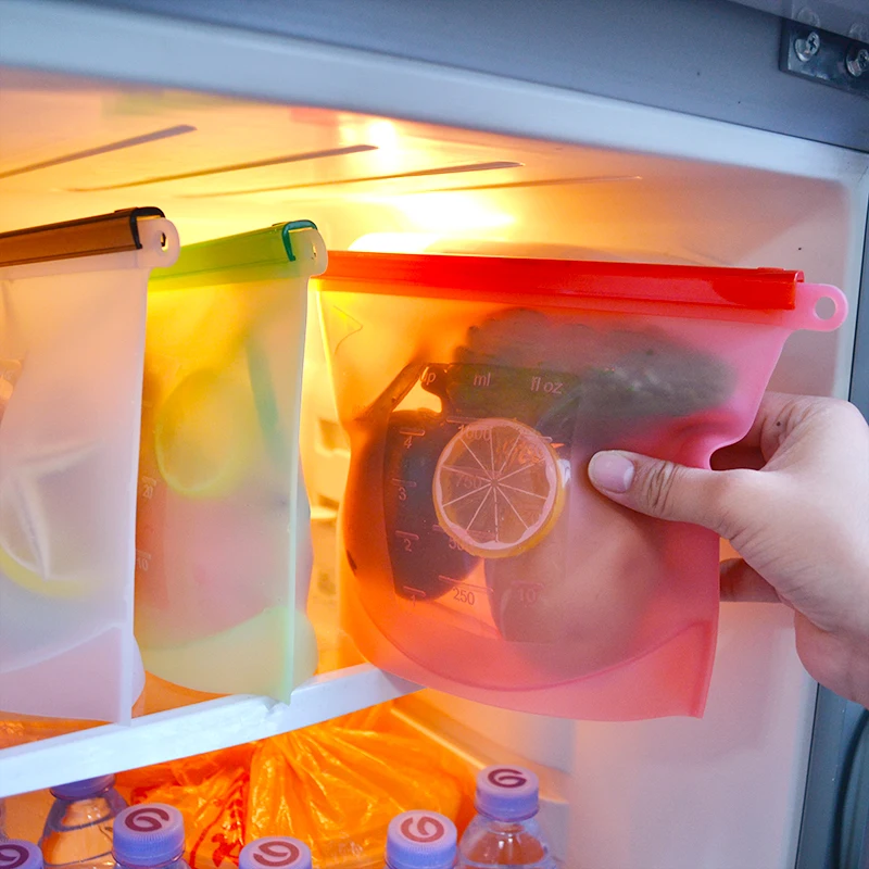 BPA free Leakproof Preservation Reusable Food Fresh Cover Silicone Food Storage Bag