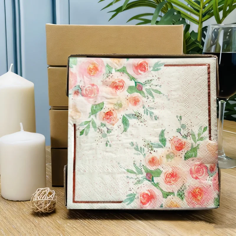 Custom High Quality Disposable Beautiful Flower Party Printed Paper Napkins For Dinner