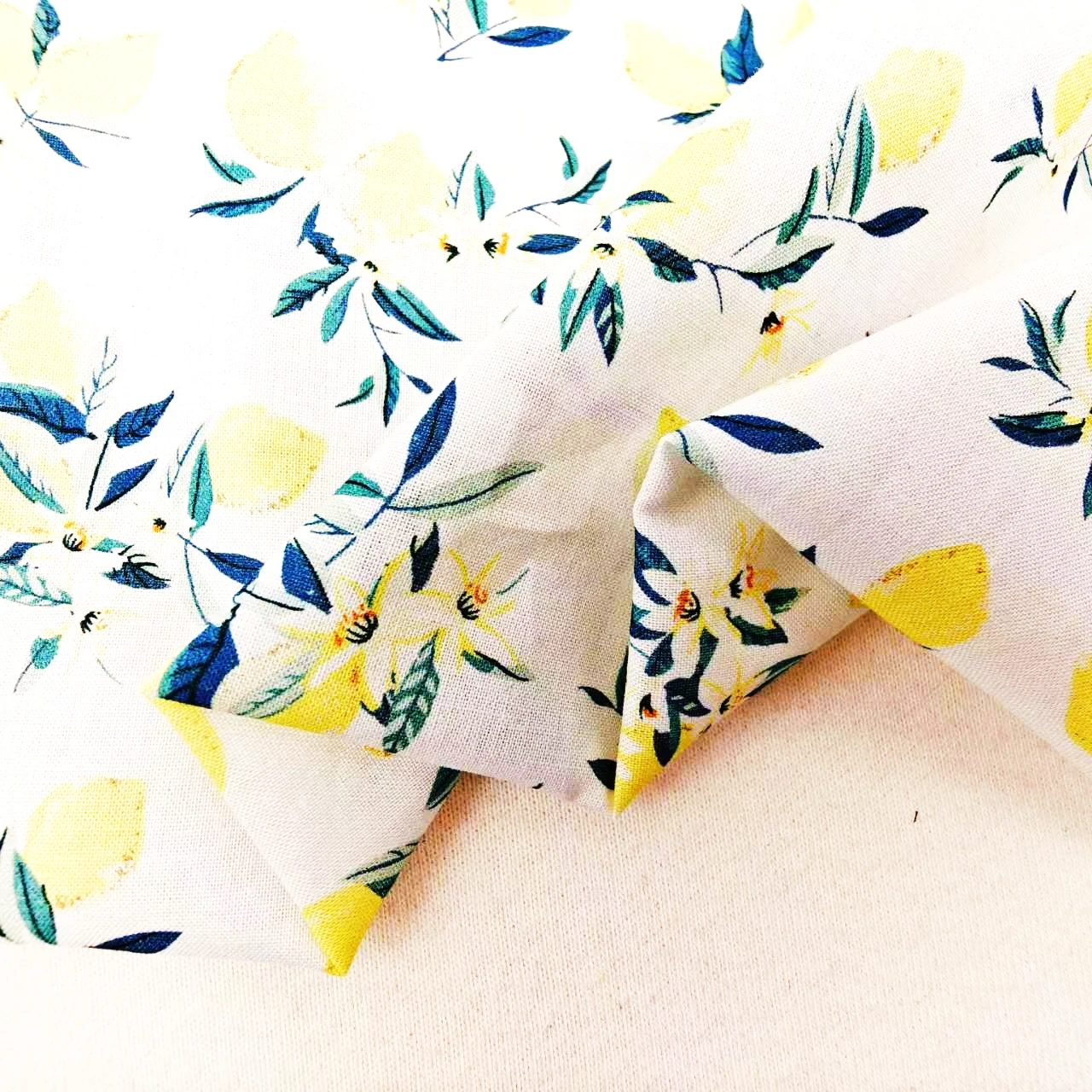 Lemon Design organic cotton poplin fabric Plain Cotton Printed Fabric