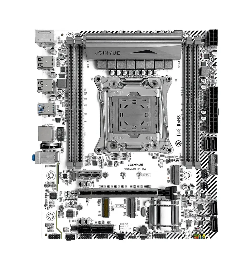 JGINYUE X99 Motherboard X99M PLUS D4 LGA 2011-3 Xeon E5 V3 CPU Processor and DDR4 RAM Memory M.2 NVME/SATA