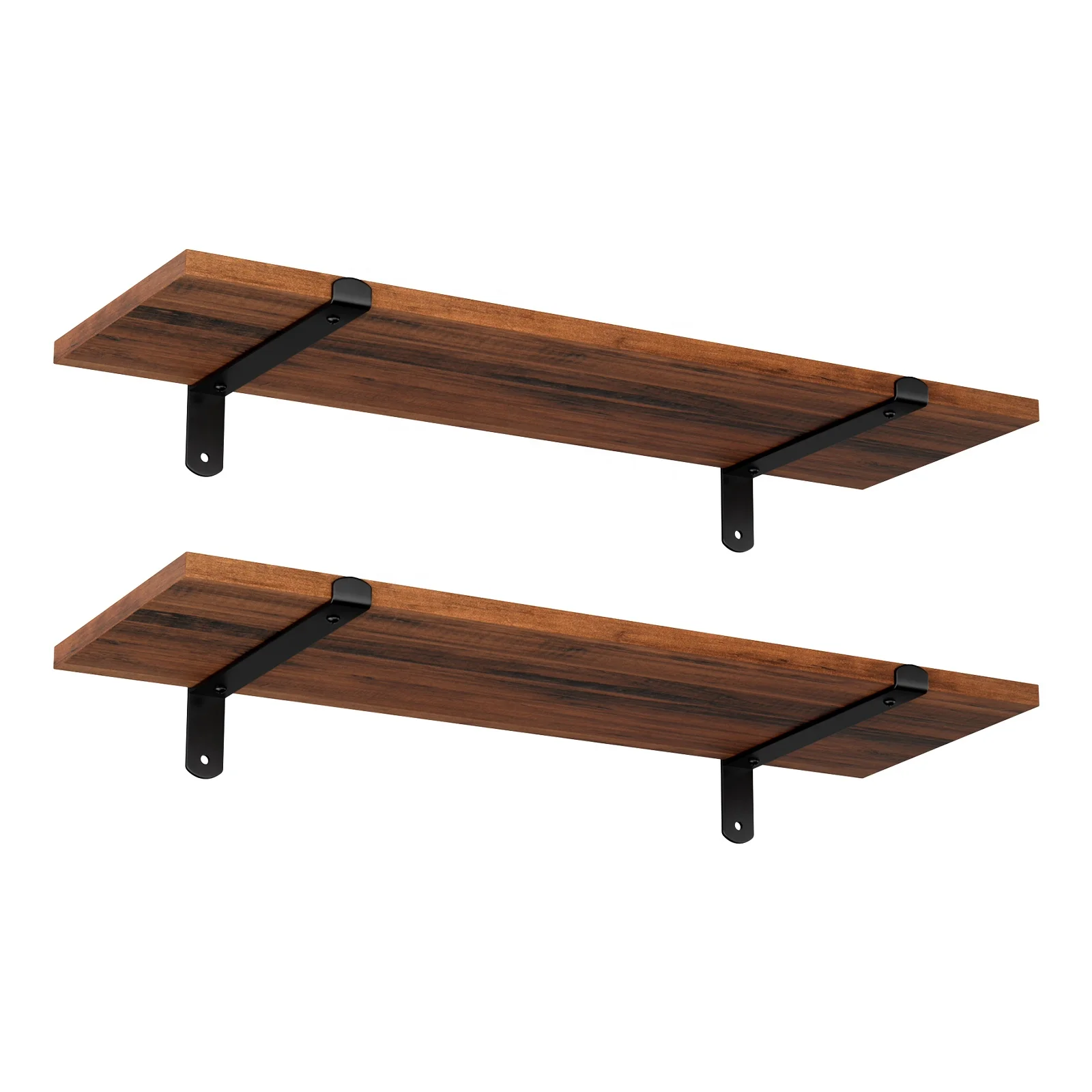 VASAGLE Rustic 2 Tier Floating shelves Wood Shelf wall mounted wall shelf for home Bedroom Living Room Kitchen Hallway