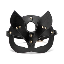 Women Leather Kitten Masquerade Cosplay Halloween Party Costume Props Cat Mask