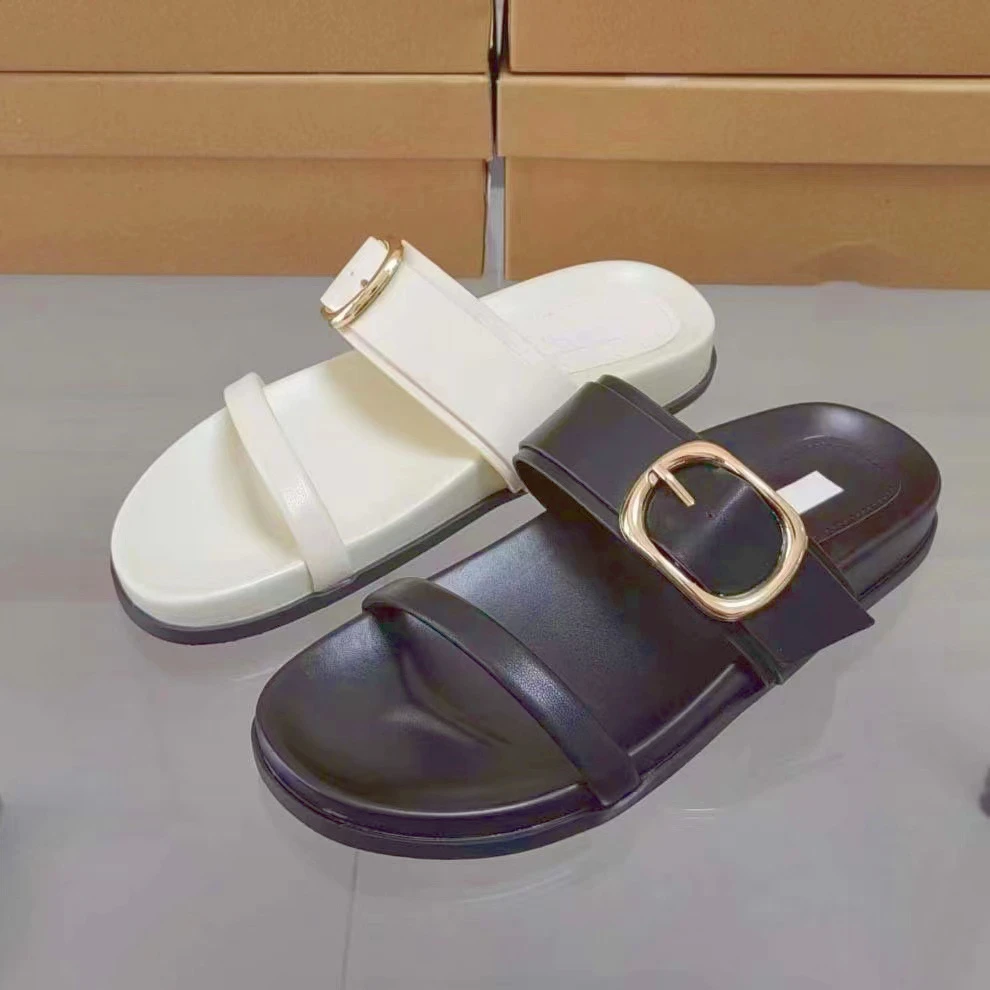 ZA brand custom slippers for shoes luxury flat sandals and women ladies mules Belt buckle chaussures pour femmes
