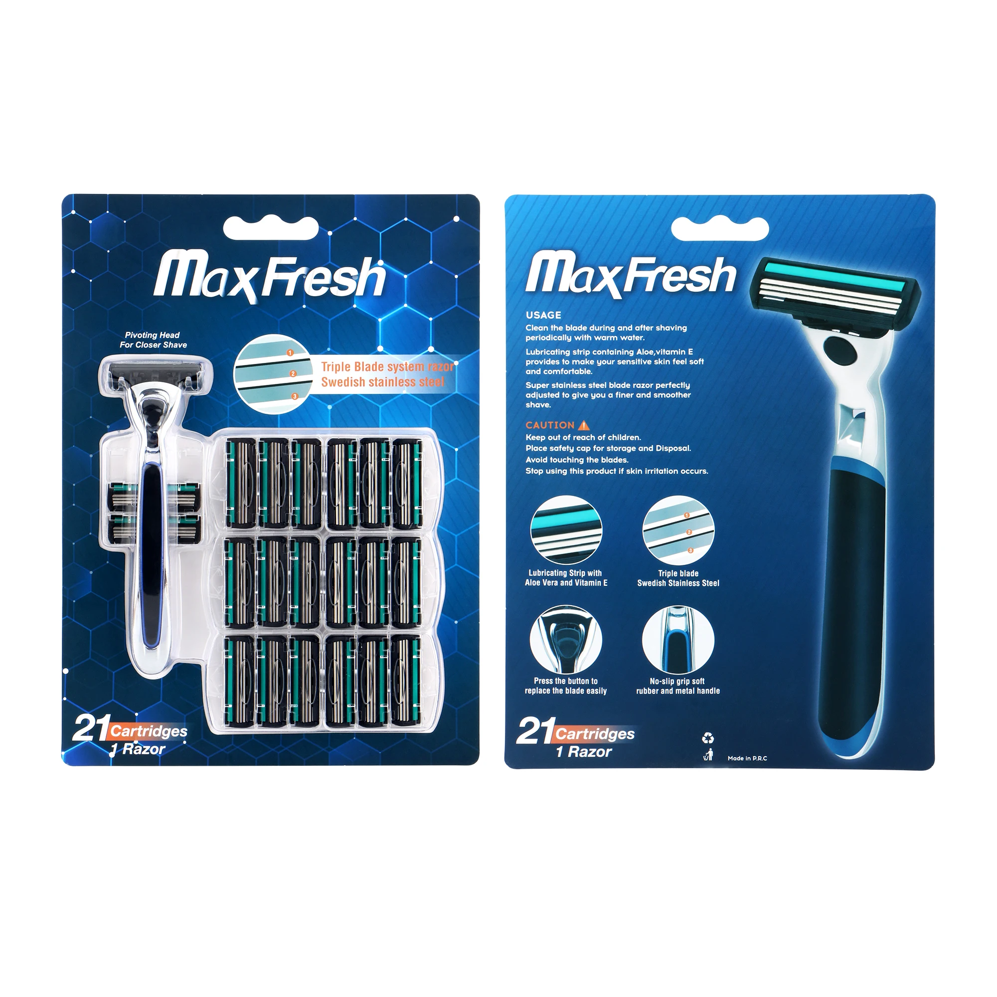 Men System Razor Triple Blade Razor Metal Handle Stainless Steel Blade with Space Blade