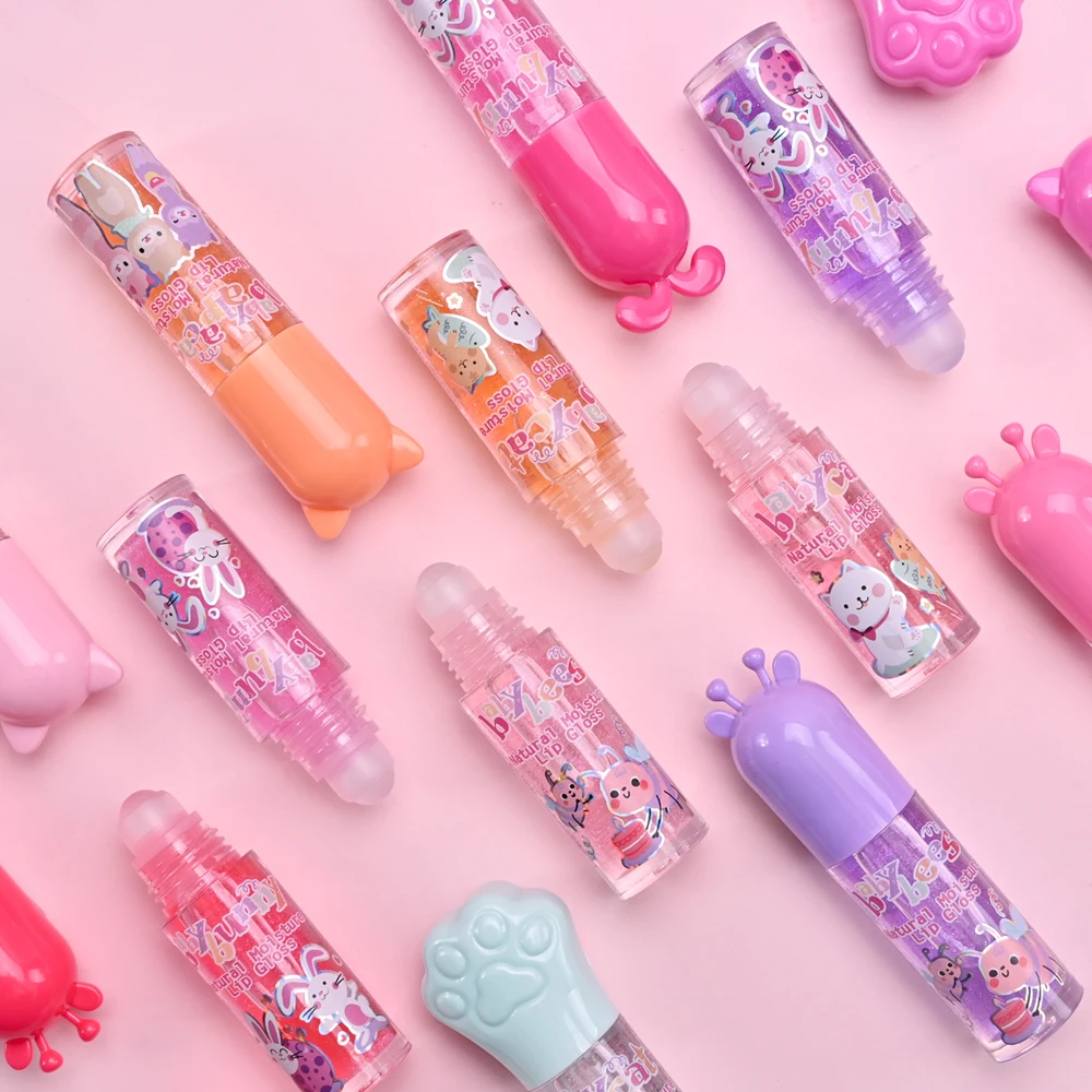 Mini Lip Gloss Color Lipstick Waterproof Roll bead lip glaze Stick Lip Balm Female  Jelly Lipstick
