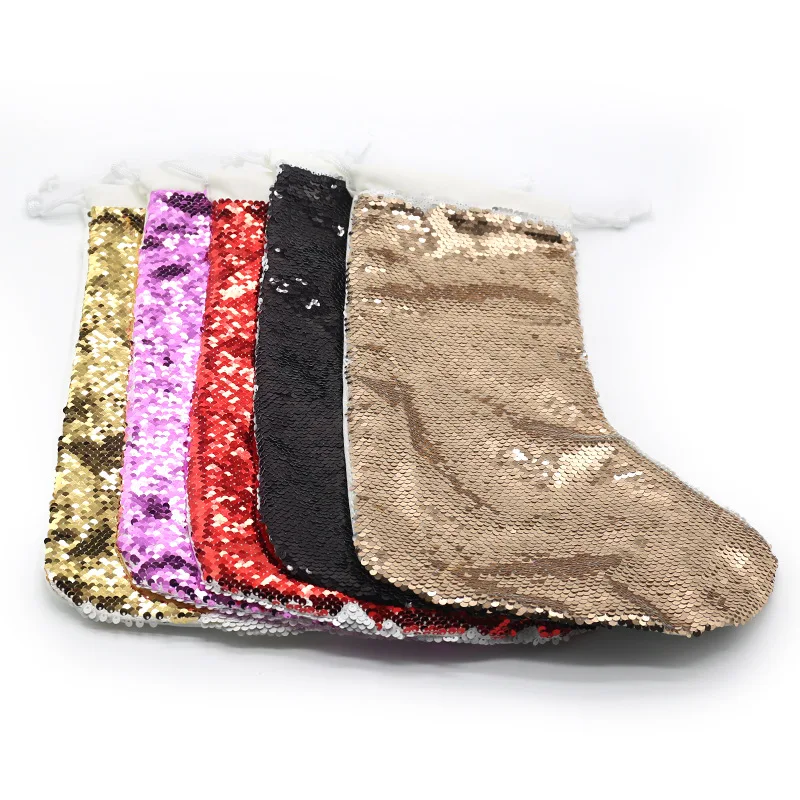 Christmas Home Decoration Sublimation Sequin Christmas Stocking Christmas Gift Socks Decoration