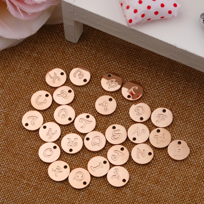 English letter pendant accessories Mirror stainless steel 26 English letters corrosion lettering