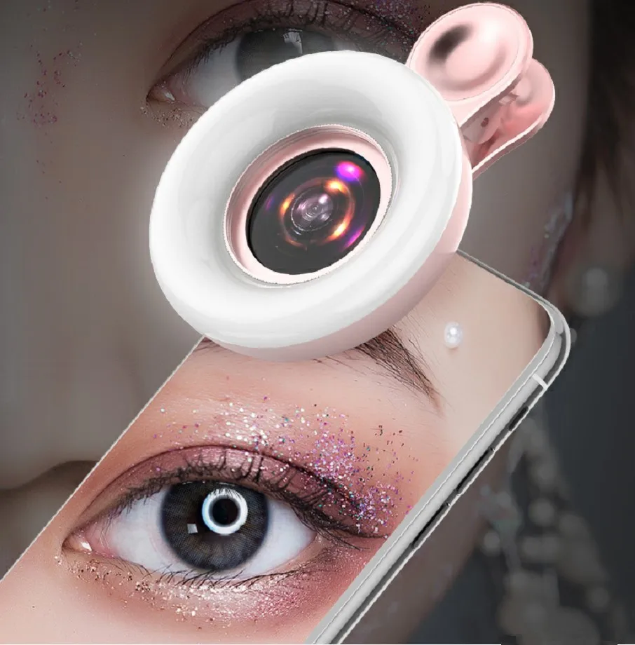 Easy Insta Skin Detector Selfie Light Lens15x Macro Cell Phone Camera Lens With Flash Light