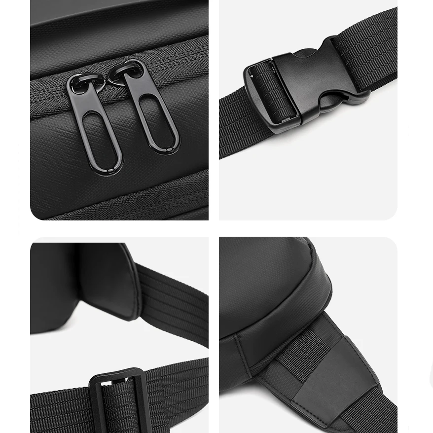 2023 Black pu leather waist bag for men with waterproof zips belt bag for men waist waist bag men