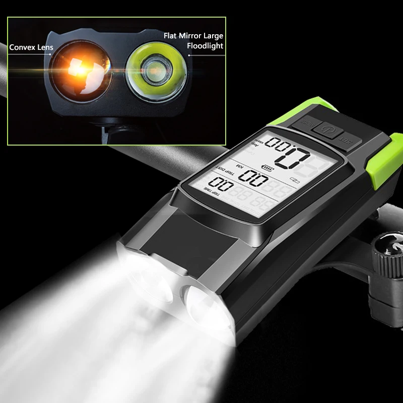 120db Electric Horn Spoke Lampoutdoor Alarm Speaker Usb Rechargeable Waterproof Led Bicycle Front Light Bike Light