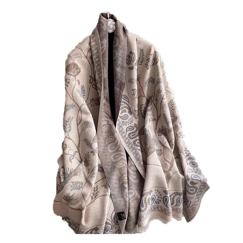 RTS Manufacturer Price Fashion shawl With Tassels Luxury Pashmina Reversible Print Winter Scarf Cashmere Scarf For Women