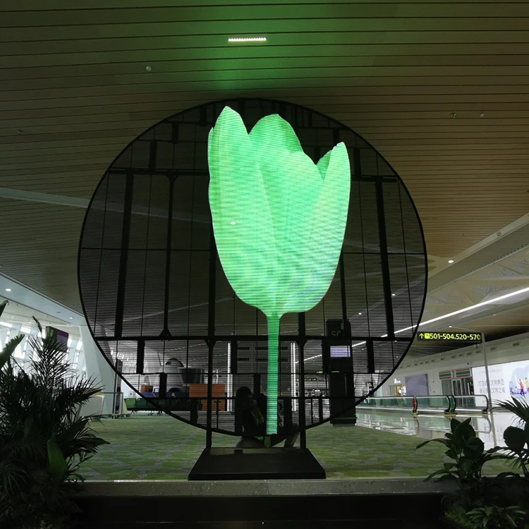Transparent glass wall of building led display