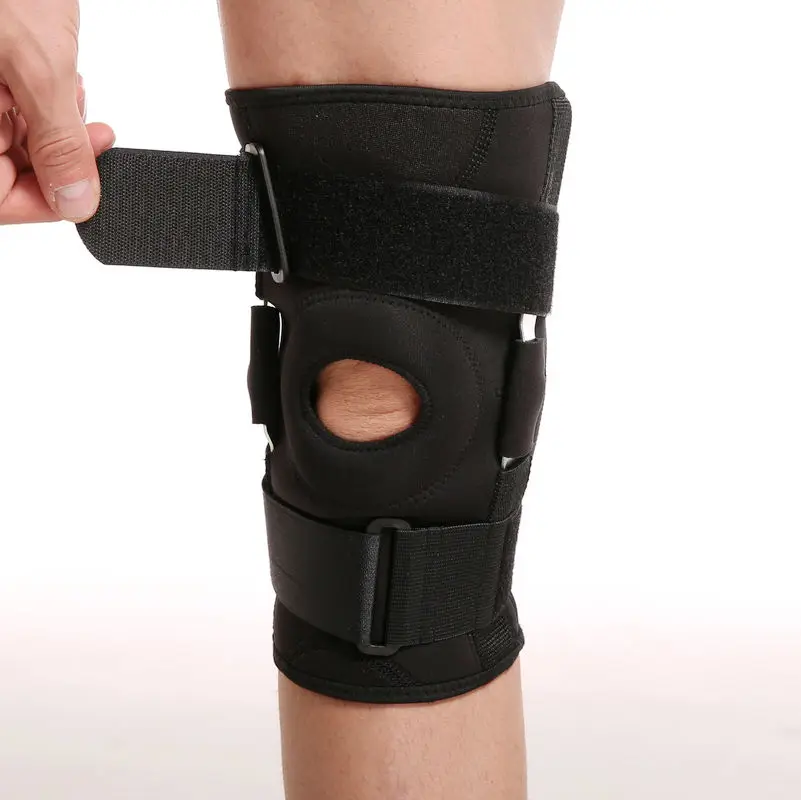Neoprene Adjustable Sports Knee Support Rom Knee Joint Brace Hinge Medical Knee Brace with Side Stabilizers