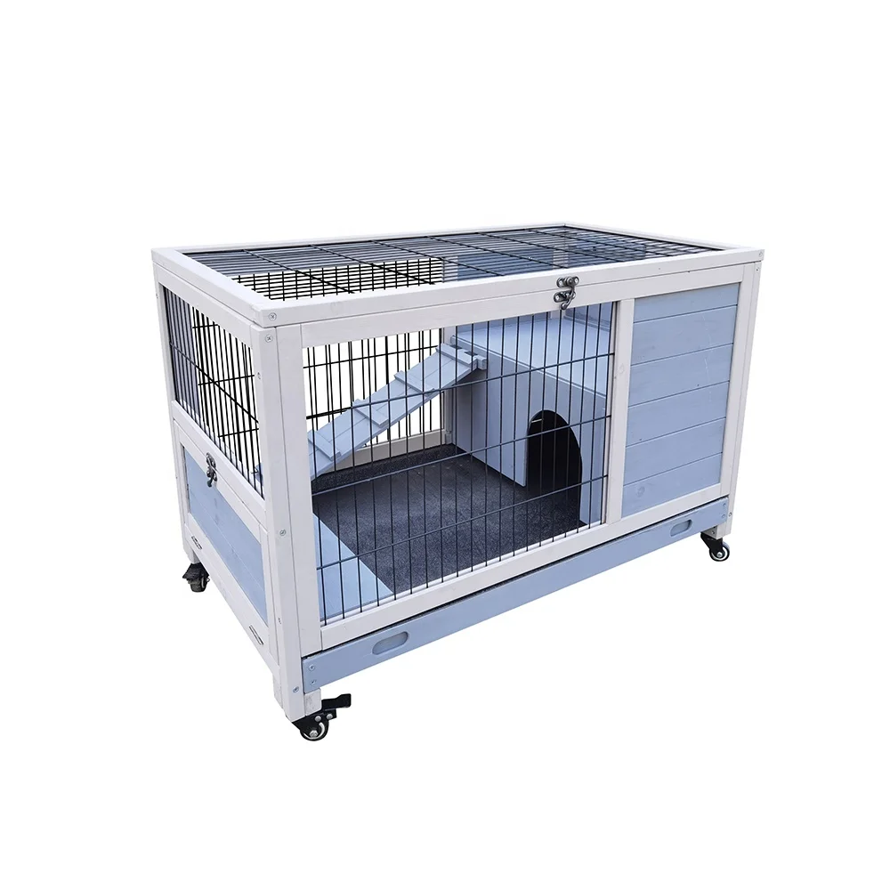 Wooden Rabbit Guinea Pig Hutch Elevated Pet House Bunny Cage