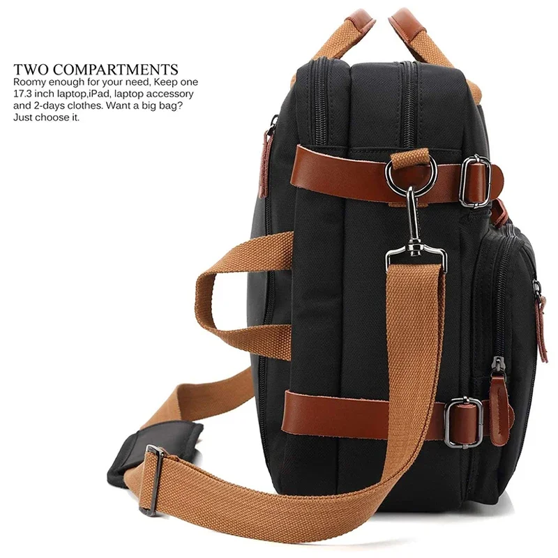 Convertible Backpack Messenger Bag Custom Laptop Shoulder Bag Rucksack Case Travel Business Briefcase For 17.3 Inch Laptop