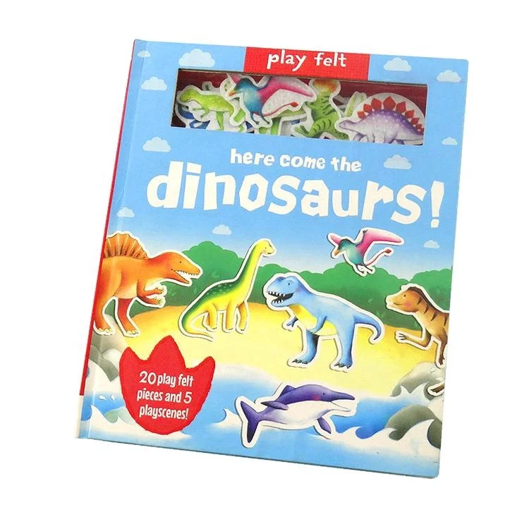 2021 Wholesale Best Quality Fabric Baby Book 5 Play Scenes 20 Felt Stickers Variety Dinosaurs Play Felt Books