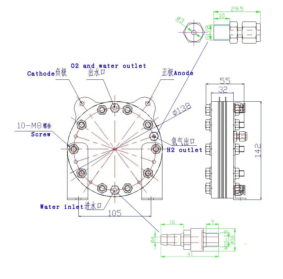 QLC-160A-600 ячейка электролизера SPE /PEM