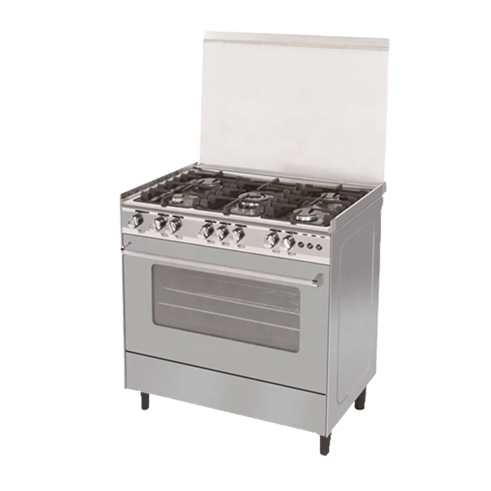 Easily Cleaned Free Standing Gas Stove with Oven White Color Table Top Gaz Oven Five burner 900mm in Kitchen Appliance