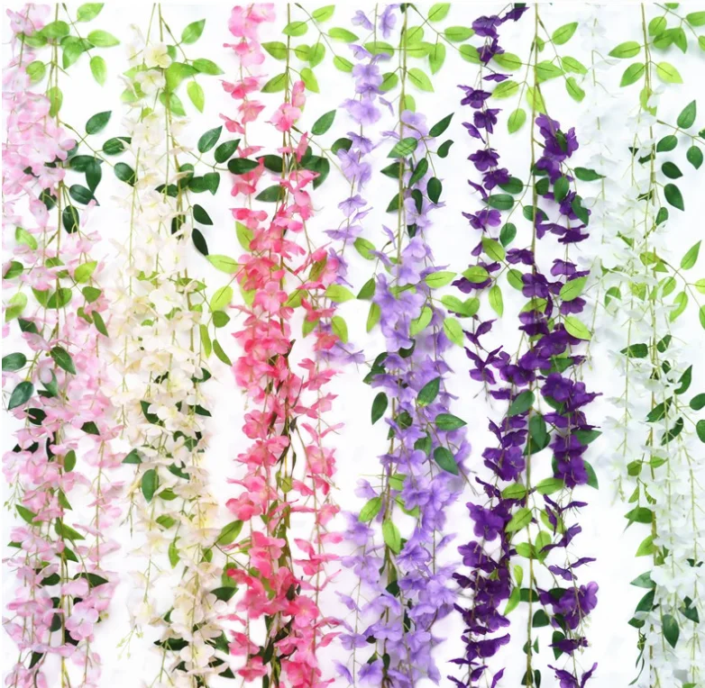 Flower Garland Wedding Party Wall Decoration Vines Artificial Flower Wisteria Hanging Flowers