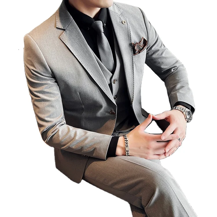 2021 french designer black two coat office weeding suit for men 3 pieces