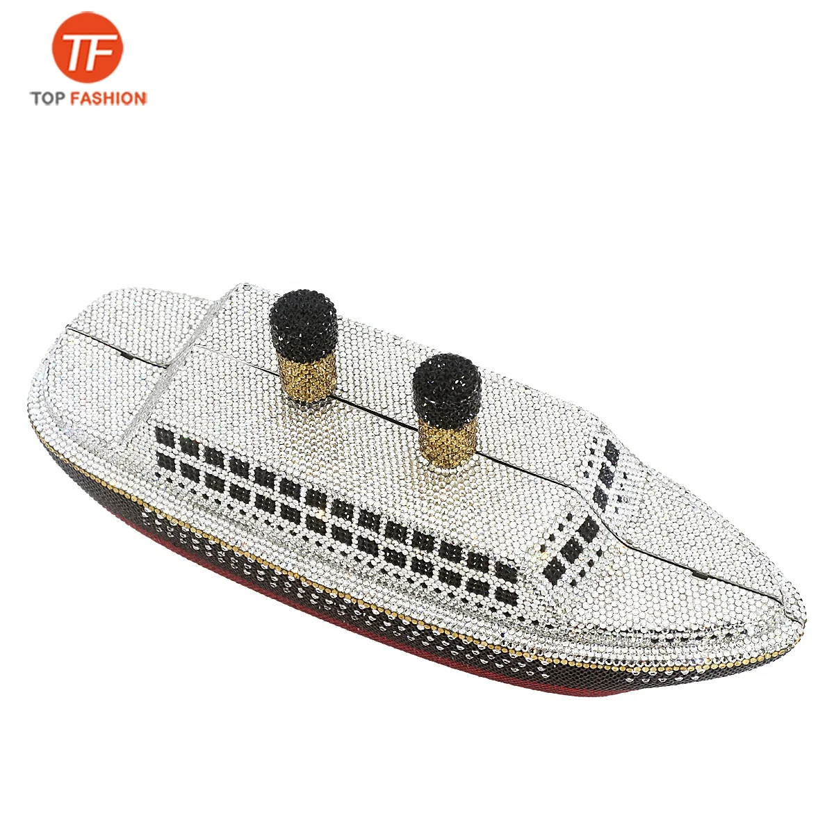 
China Factory Wholesales Unique Fully Crystal Rhinestone Clutch Evening Bag For Formal Party 3D Cruise Ship Minaudiere Purse 