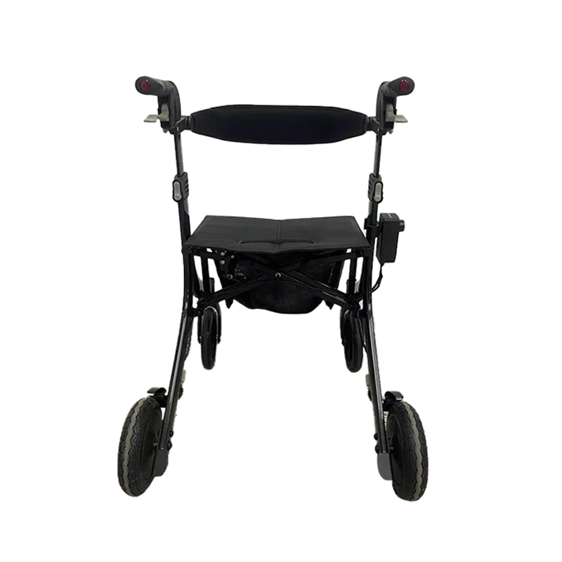 Adjustable Speed Limiter Aluminum Folding Walker Rollator with Seat