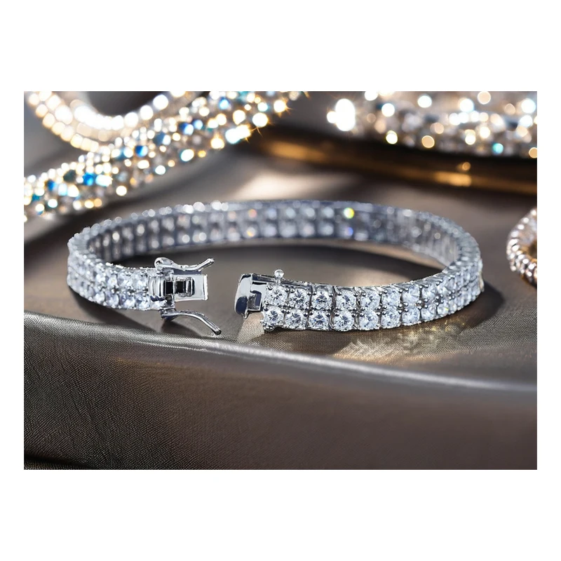 Cuban Cubic Zirconia Bling CZ Stones Copper Bracelet Party Gift Women Tennis Fine Bracelet