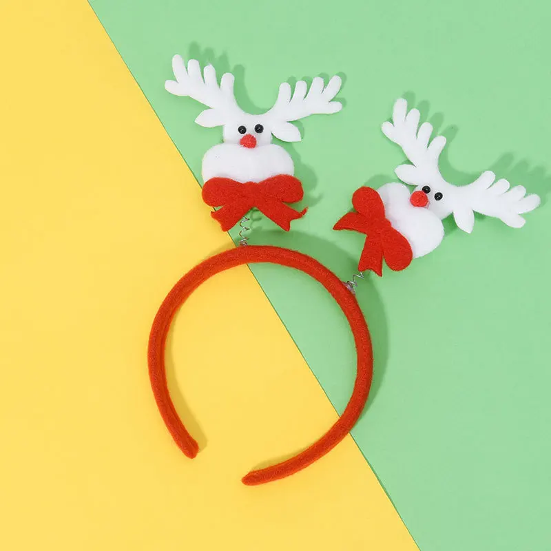 Linda Christmas Hair Clip Christmas Headband Headdress Accessories Hairpin Antlers Snowman Decoration Bowknot