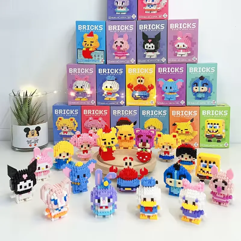 Free Sample Building Blocks Kit Brick Cartoon Character Animals Model Educational Games Toys Pokemoned Block for Children