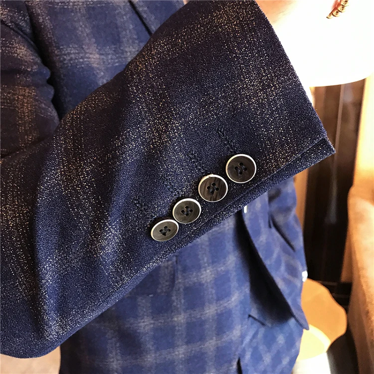 Для мужчин, набор одежды из 3 предметов Классический жакет, на одной пуговице, деловая модельная одежда в клетку пиджак и юбка в складку, комплект со штанами