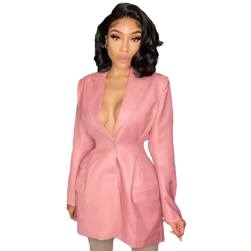 Foma JZH8083 new fashion autumn winter clothing office ladies wear blazer suit women pink fall coat