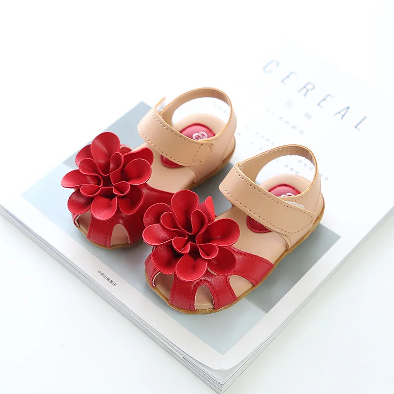 Summer Girls soft sole flower sandals Baby Non-slip Beach Shoes Kids Open Toe Flat Shoes wholesale