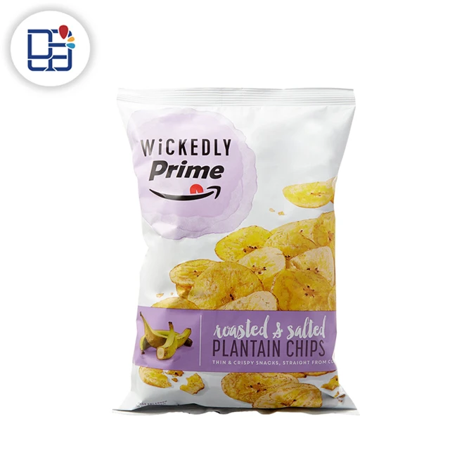 Back Sealing Custom Printed Plastic Packaging Material Banana Potato Chips Bag