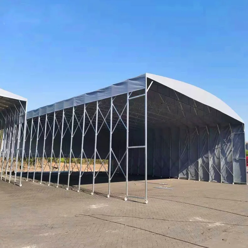 Warehouse mobile sliding shed outdoor large telescopic storage sunshade movable awning basketball court electric awning