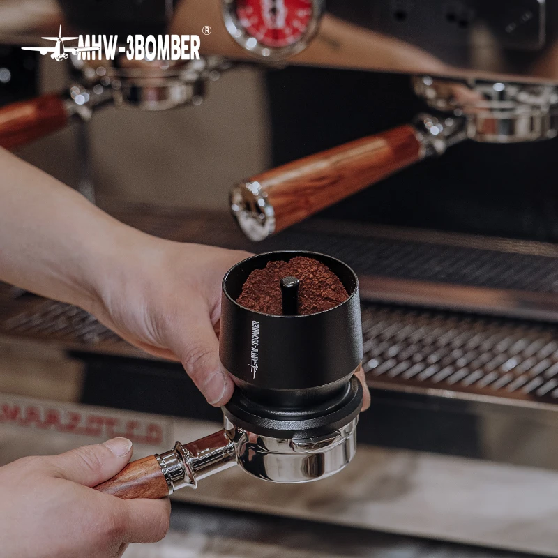 Custom LOGO color coffee tools for barista MHW-3BOMBER matte grey 58mm Aluminum Alloy ring coffee dosing funnel