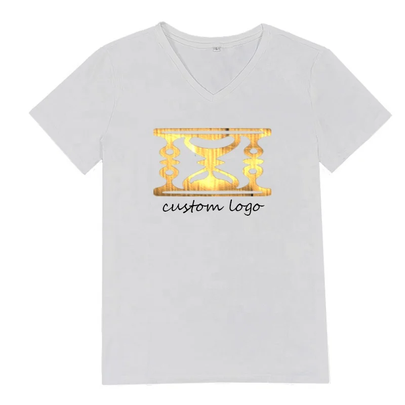 Fashion street wear boys silver foil t shirt reflective logo printed gold t-shirt unisex cotton poly blend t shirt in bulk