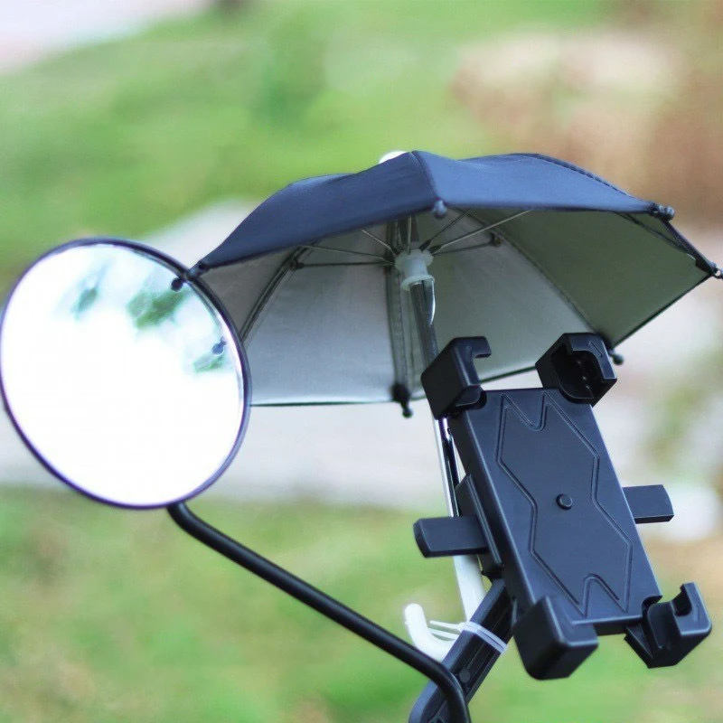 OVIDA Small size sturdy frame custom logo manually open motorcycle phone cover Mini umbrella
