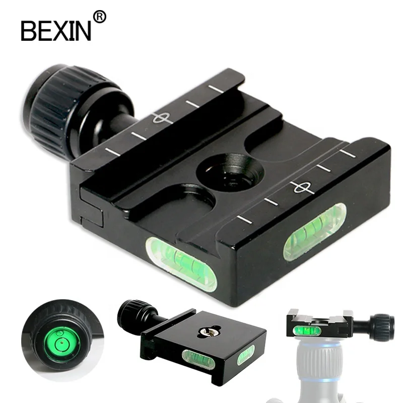 BEXIN QR-50 Quick Release Plate Clamp Camera Base Adapter Tripod Connection Accessory Aluminum Black with Level for Digital SLR