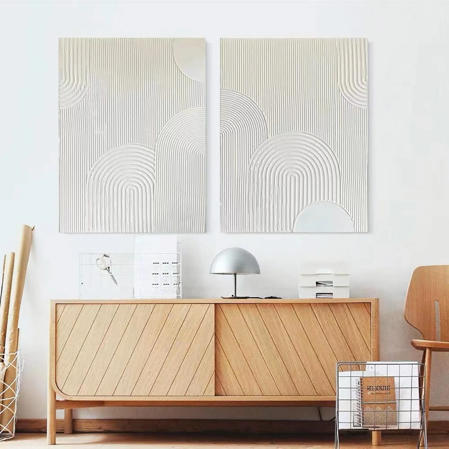 3D Textured Minimalist Handmade Abstract Wall Art Decor White Canvas Oil Painting for Home Hotel Office