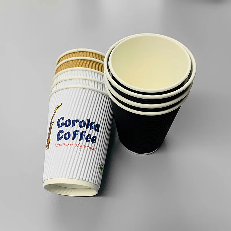 Custom Logo Printed 8oz 12oz Double Wall Coffee Paper Cups