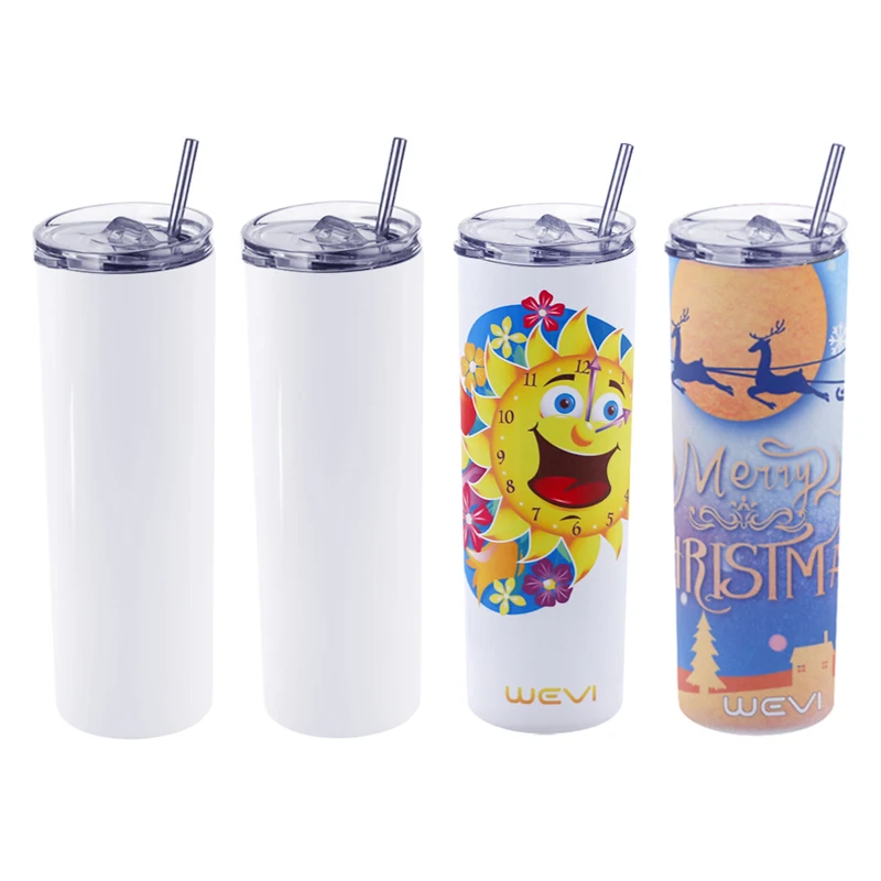 WeVi 16oz 20oz Sublimation Heat Press Machine Sublimation Blanks Straight Stainless Steel Skinny Tumbler With Lid