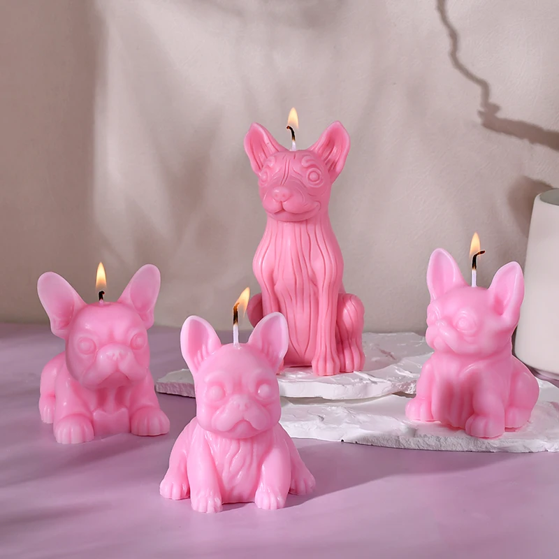 DUMO 3D Dog Design Candle Silicone Mold DIY Animal Mold Modern Home Decoration Method Fighting Dog Candle Moulds Silicone
