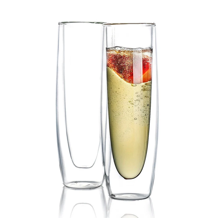 High Quality  Transparent glassware high borosilicate double wall bullet shot glass