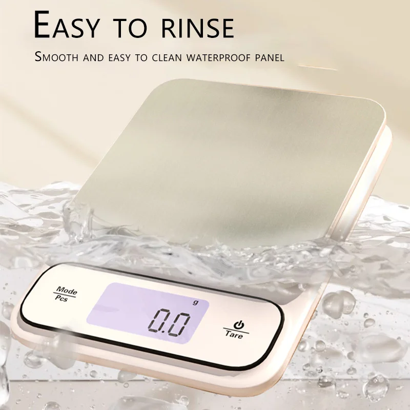 Waterproof Kitchen Scale USB Rechargeable Electronic Balance 0.1g/1g  3kg/5kg/10kg